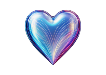 Holograms heart 3D icon. isolated on transparent or white background