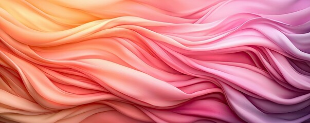 Obraz premium Fantasy watercolor idea. Abstract flowing fabric texture in shades of pink and orange, creating a smooth gradient.