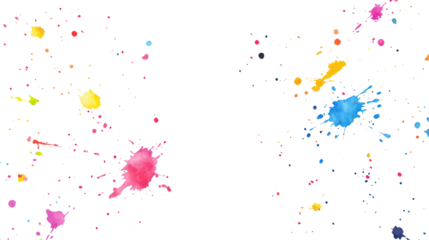 Colorful Watercolor Splatters on Transparent Background Generative AI