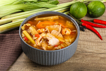 Korean kimchi soup with seafood