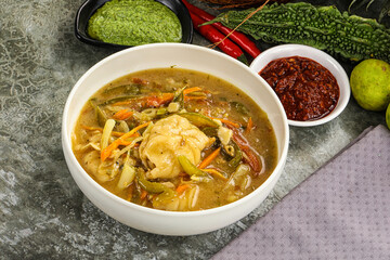 Chinese wonton soup with dumplings