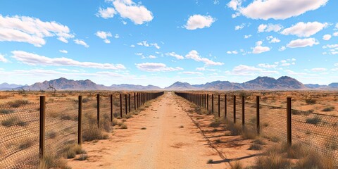 border fence and wall patrolled by border patrol at the US-Mexico border
