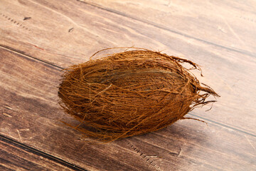 Natural exotic brown hairy coconut