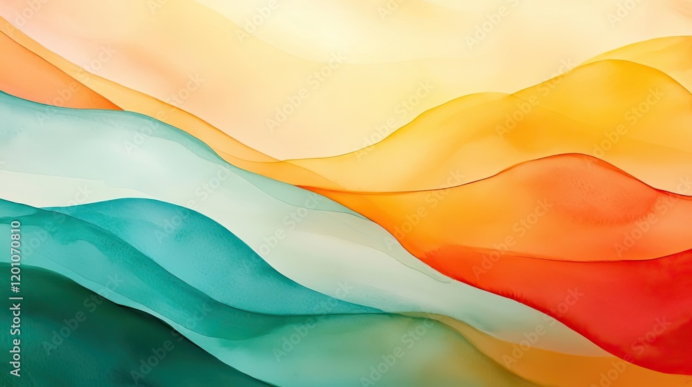 Poster fantasy watercolor idea. beautiful abstract waves in vibrant colors creating a calming visual effect