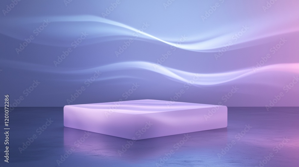 Poster abstract digital art piece with a purple and blue color scheme. the background is a gradient of ligh