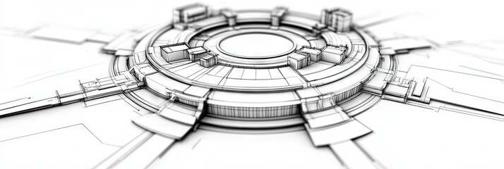 Obraz premium 3D architectural blueprints, digital