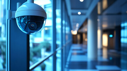 A modern hotel with high-tech security including keycard access, surveillance cameras in common areas, emergency response systems, and fire-resistant construction.