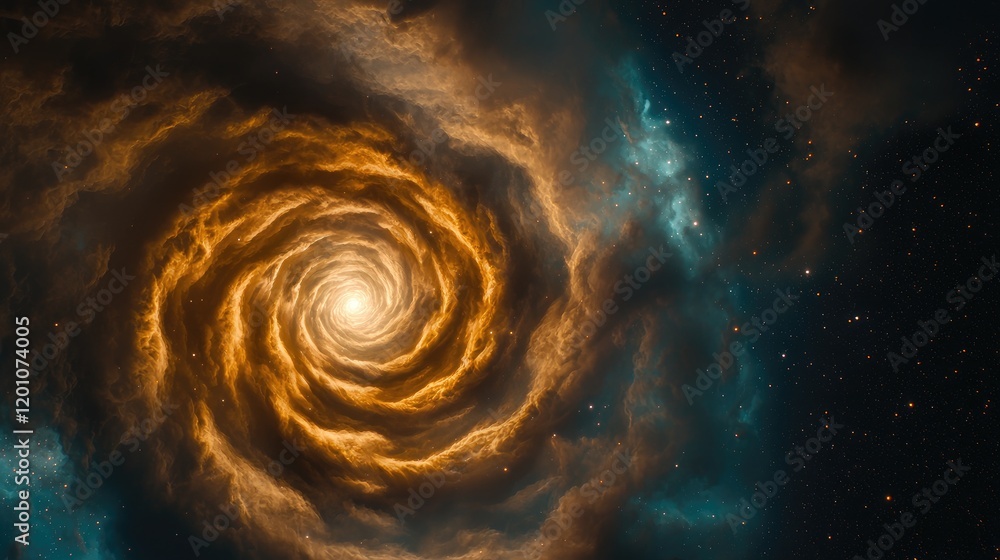 Poster galactic spiral formation outer space digital art cosmic environment wide-angle view abstract concep