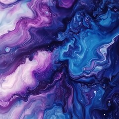 Obraz premium Cosmic Abstract Fluid Art in Purple, Blue, and White Swirls - Made with Generative AI
