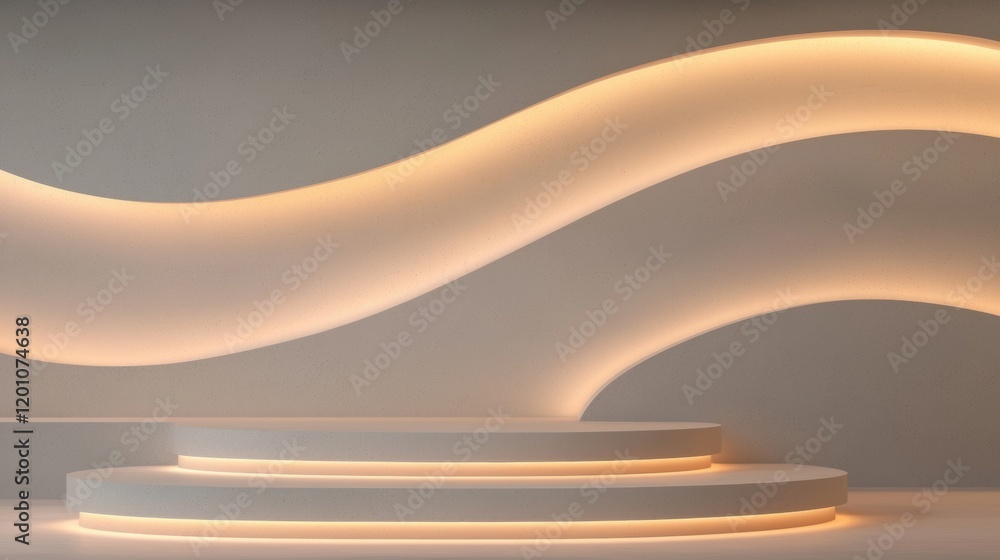 Poster 3d rendering of a modern abstract sculpture. the sculpture is made up of a curved, wavy line that ex