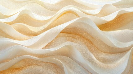 Obraz premium Glitter watercolor idea. Abstract waves of soft fabric in warm cream and gold tones creating a serene atmosphere.