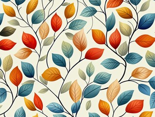 Fototapeta premium Autumn leaves design nature digital art colorful background aesthetic creative concept