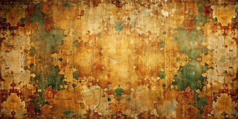 Obraz premium Aged Wall Texture Rustic Brown and Green Patina with Flaking Paint