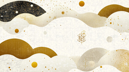 上質な空間演出のための和柄背景 | 金箔と波うねり