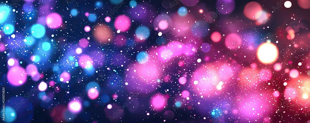 Poster fantasy watercolor idea. a vibrant abstract background with colorful bokeh effects and sparkling lig