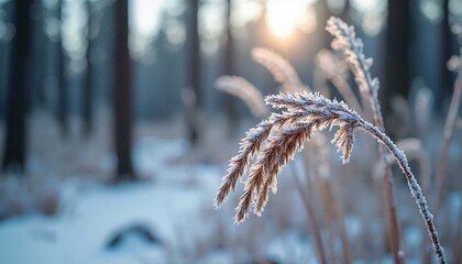Naklejka premium Frosted Foxtail Barley Scene with Text Space