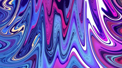 4k Vibrant Abstract Fluid Art with Wavy Patterns in Pink, Blue, and Purple Tones. Wallpaper Background Stock Photo