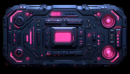 Fototapeta premium Futuristic device glows dark background