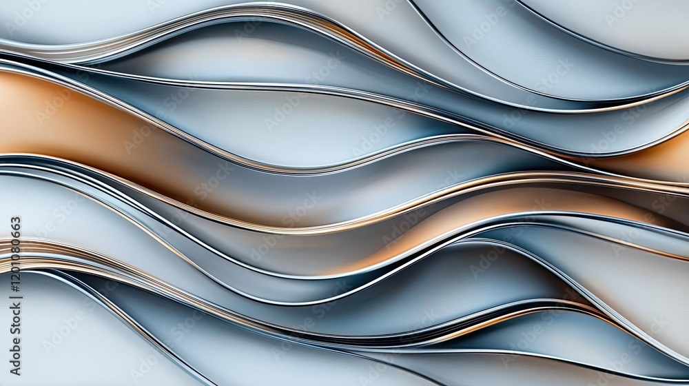 Poster kaleidoscope watercolor concept. abstract waves in blue and gold create a modern, flowing design for