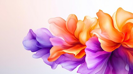 Fototapeta premium Kaleidoscope watercolor concept. Vibrant flower petals in shades of orange and purple, creating a stunning visual display.