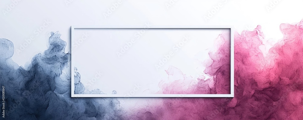 Poster framed watercolor concept. a vibrant abstract background with a blank frame for custom text or image