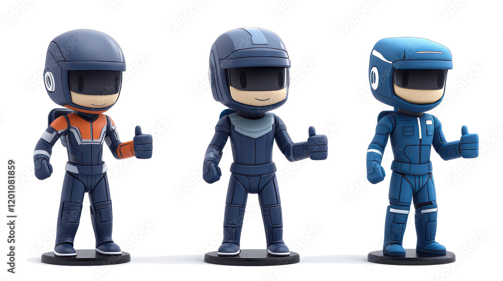 Aufkleber cute ai robots showing thumbs up in playful poses generative ai