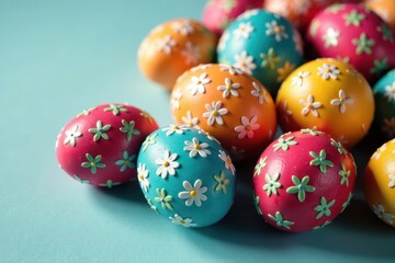 Fototapeta premium Close-up of intricately decorated Easter eggs , ornate, beautiful