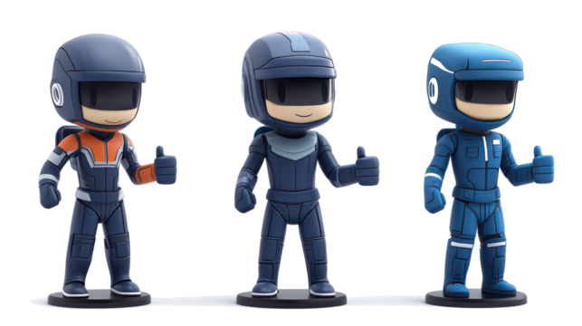 Cute Ai Robots Showing Thumbs up in Playful Poses Generative AI