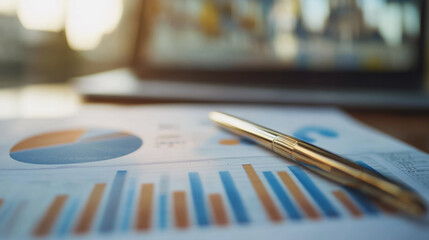 Fototapeta premium Abstract business Financial charts show a significant increase in profits in the stock market.This is driven by higher interest rates and continued growth. In the innovation world network of financial