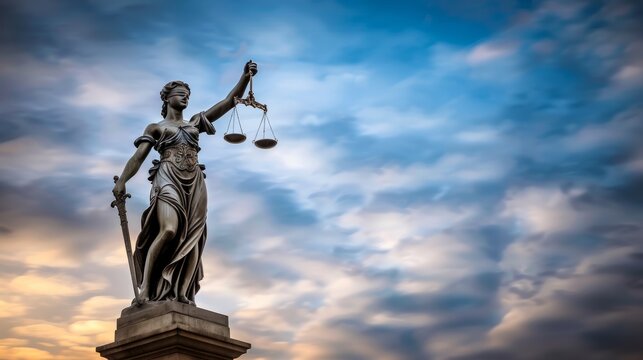 Statue of Justice - symbol of law and justice with lgbt flag. Lgbt rights and law Stock Photo photography