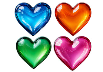 Set 3d heart isolated on transparent or white background