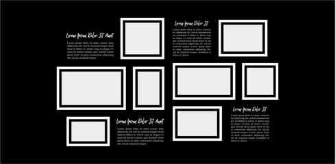 Pictures or photos frame collage. comics page grid layout abstract photo frames and digital photo wall template