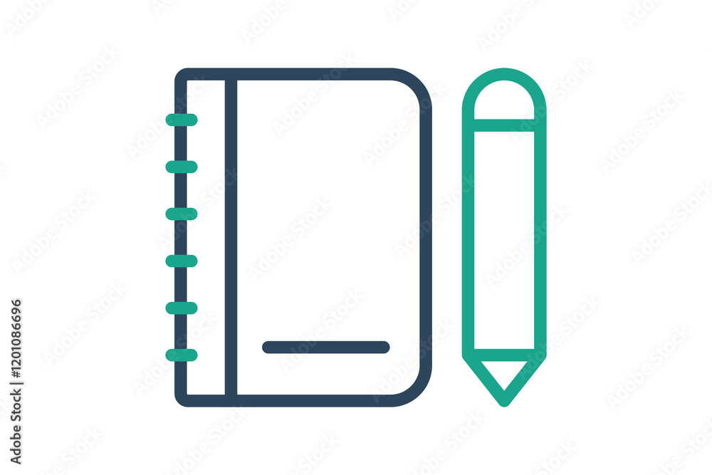 Poster agenda icon. line icon style. book with pencil. icon related to time and date. time elements vector 