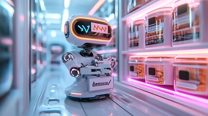 Obraz premium future robot inventory management system - artificial intelligence .