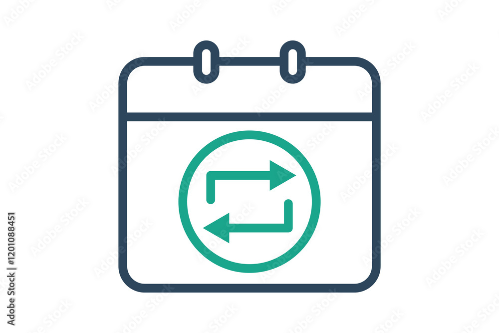 Poster recurring icon. line icon style. icon related to notification, time and date. time elements vector i