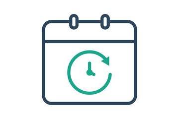 Deadline icon. line icon style. calendar with arrow. icon related to time and date. time elements vector illustration