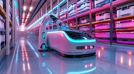Fototapeta premium automated warehouse robot & ai logistics - artificial intelligence .