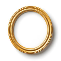 Obraz premium Antique gold circle picture frame, vintage antique golden frame mock up isolated on white background.