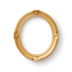 Obraz premium Antique gold circle picture frame, vintage antique golden frame mock up isolated on white background.