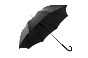 Black umbrella isolate on transparent background, PNG file