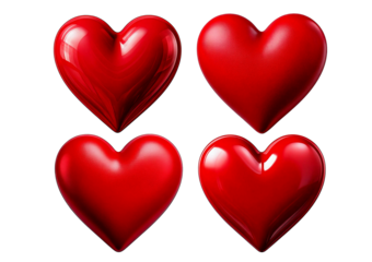 Red heart isolated on transparent or white background