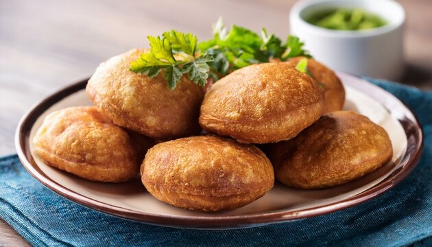 Indian traditional dish kachori with chutney