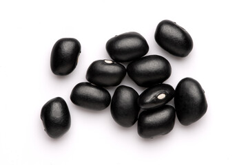 black beans on white background