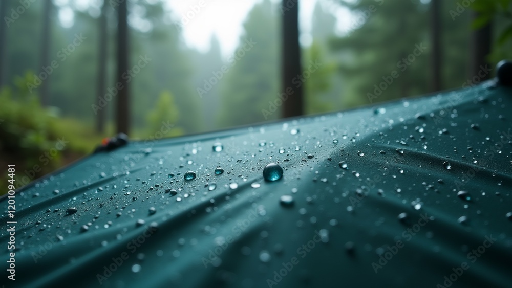 Poster the image is a close-up of a green surface covered in water droplets. the droplets are scattered acr