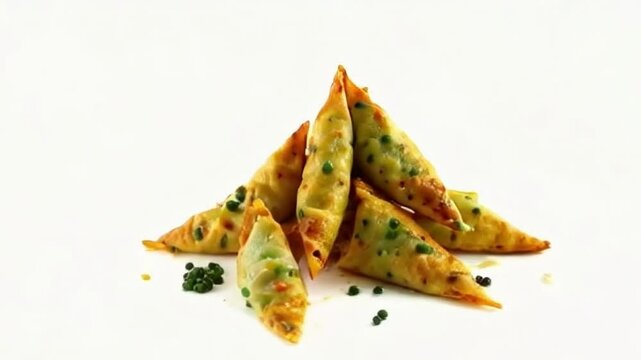 Top-Down View of Samosas with Labels