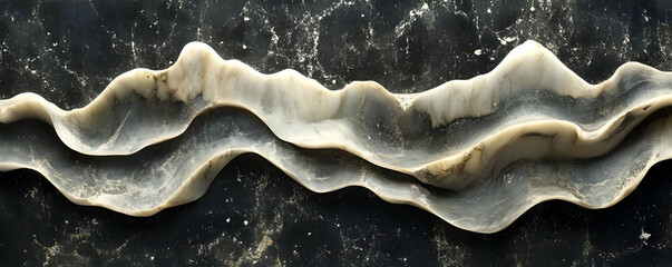 Fototapeta premium Marble Wave Sculpture on Dark Background
