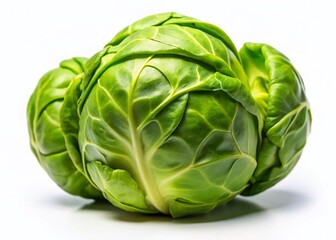 Fototapeta premium Fresh Brussels Sprouts Isolated on White Background - High-Resolution Stock Photo