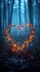 Magical heart shape made of glowing lights.