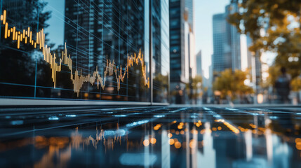 Fototapeta premium Abstract business Financial charts show a significant increase in profits in the stock market.This is driven by higher interest rates and continued growth. In the innovation world network of financial