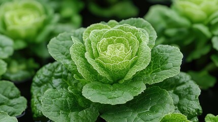 Obraz premium Lush Green Cabbage Plants Growing In Garden